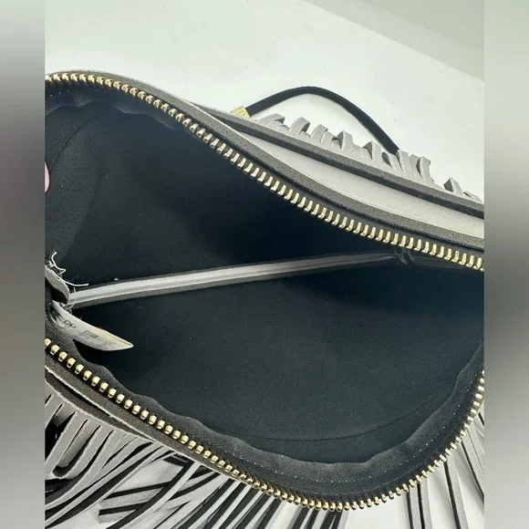 Save My Bag Neoprene Fringe Crossbody Bag Clutch Grey Made in Italy - Picture 4 of 11